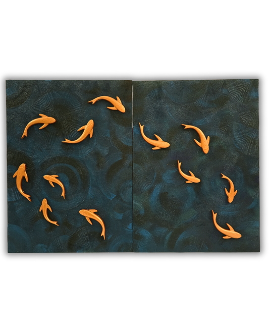 Koi : Statement of Success & Prosperity, Luxury Set of 2 Frame