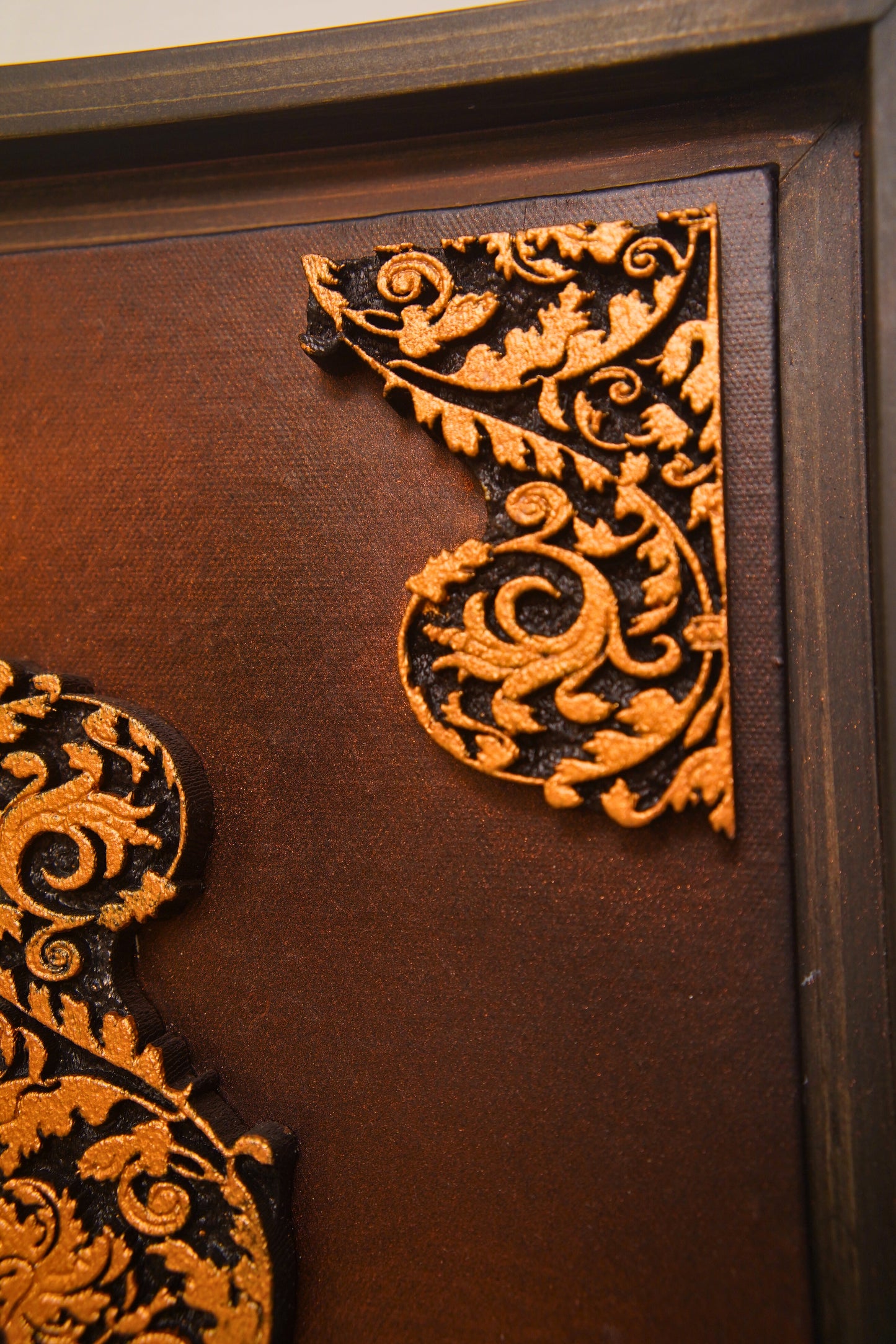 Ornate Harmony: Triptych in Copper and Ebony