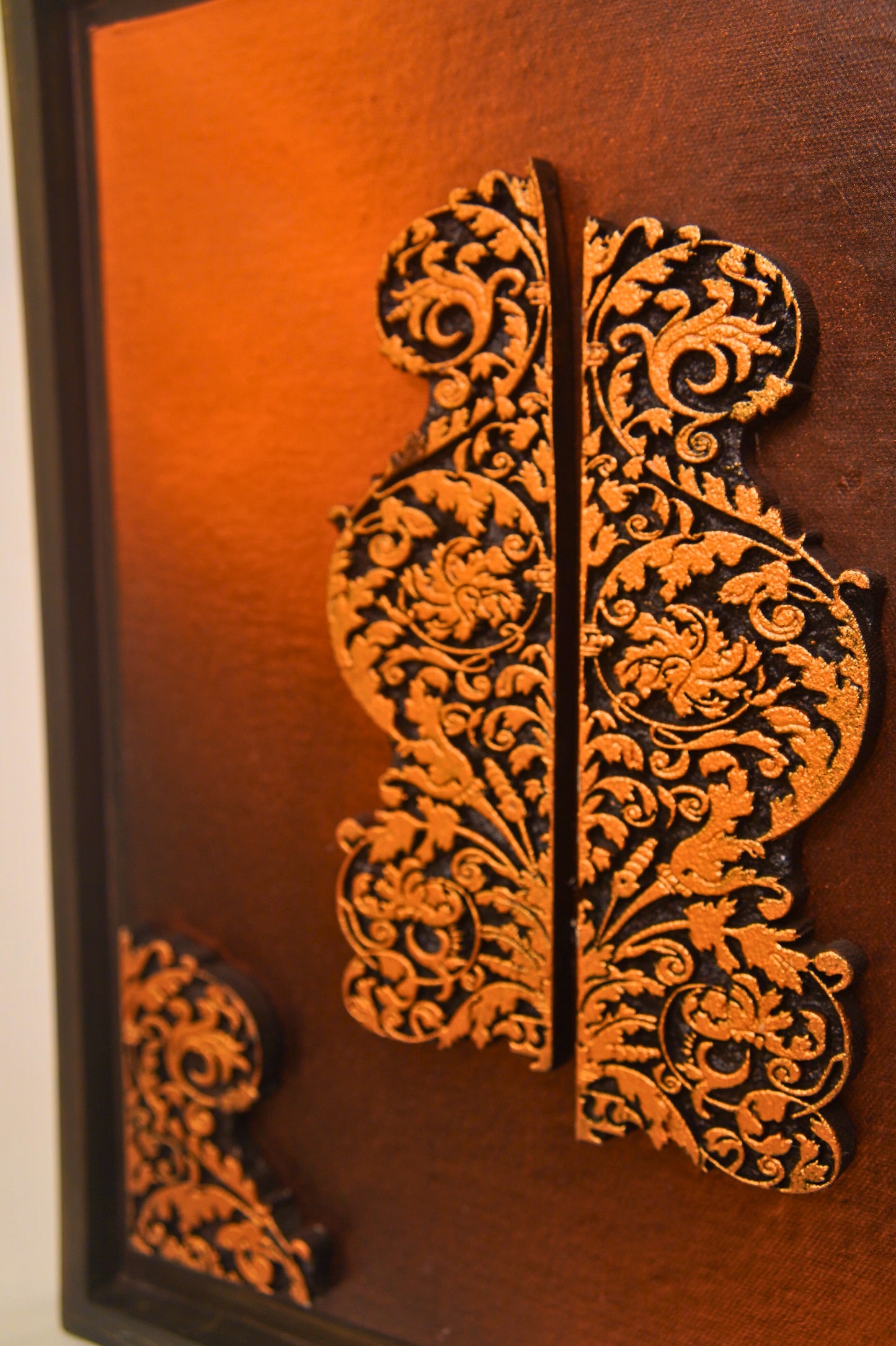 Ornate Harmony: Triptych in Copper and Ebony
