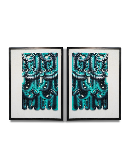 Royal Teal Symphony – 3D Twin Panel Art