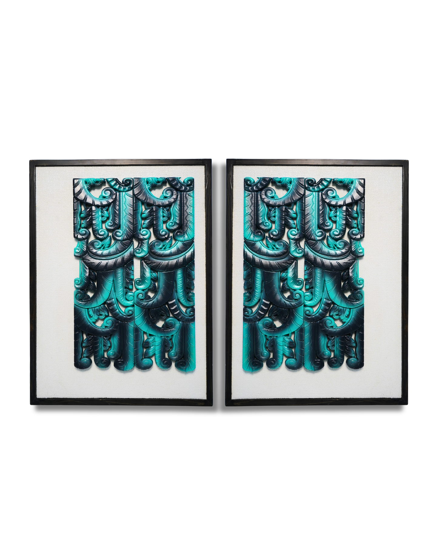 Royal Teal Symphony – 3D Twin Panel Art