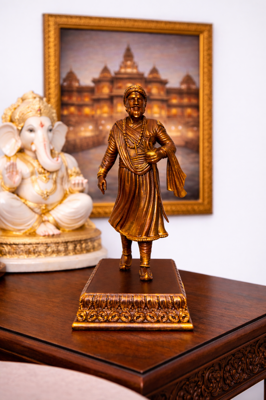 Shivaji Maharaj statue on ornate table