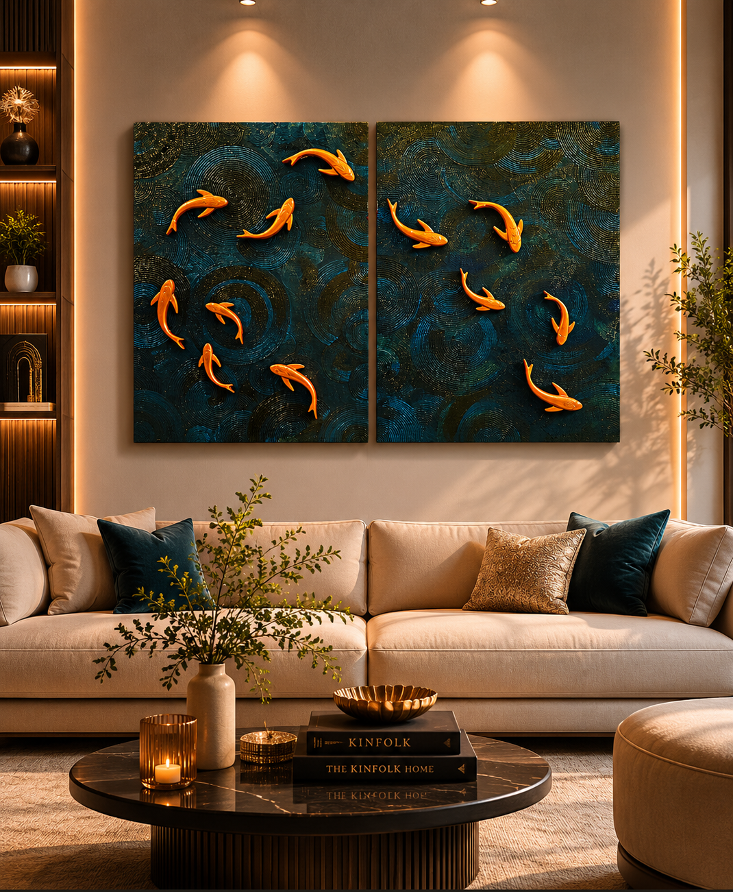 Koi : Statement of Success & Prosperity, Luxury Set of 2 Frame