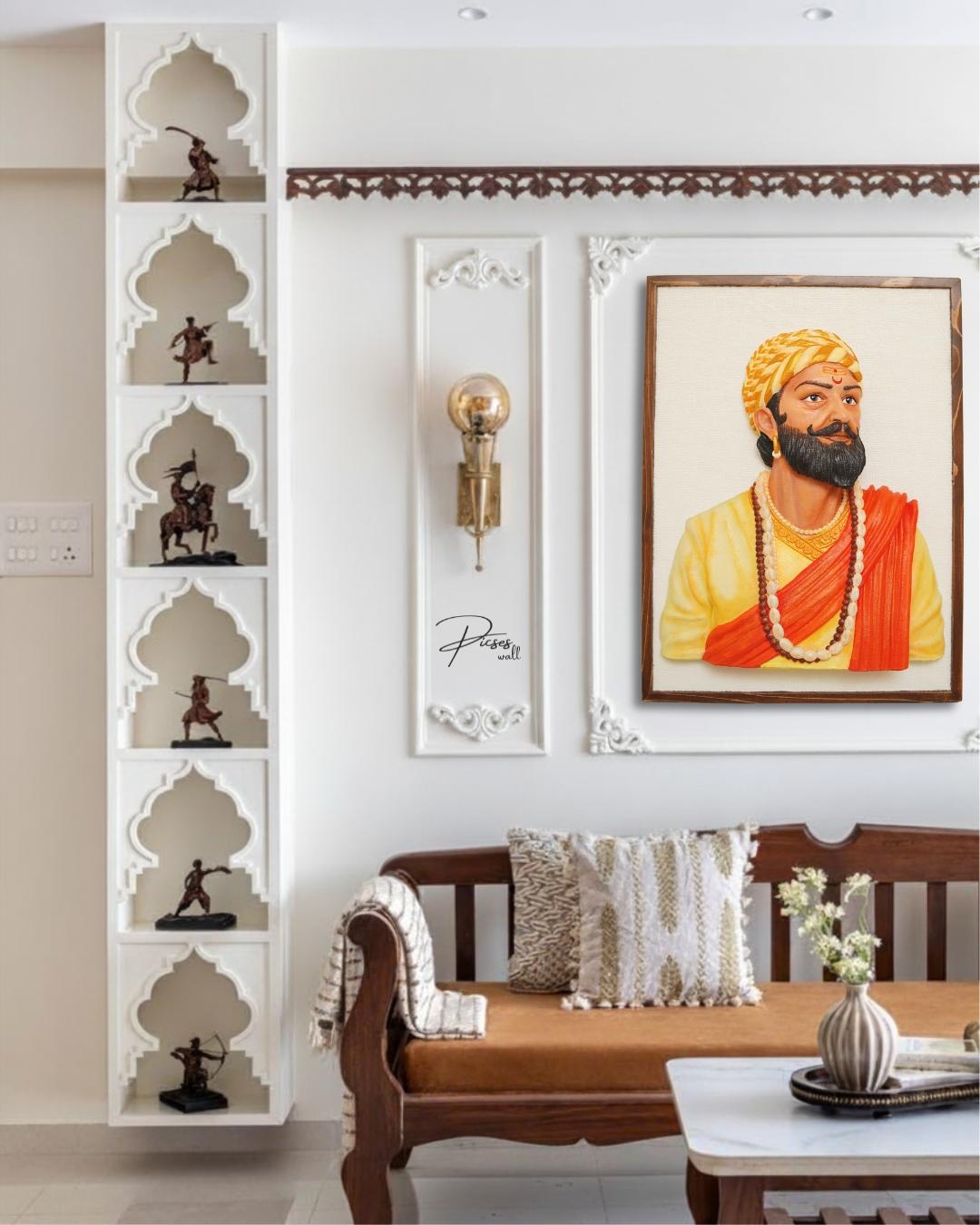Chhatrapati Shivaji Maharaj Luxury 3D Portrait Wall Décor