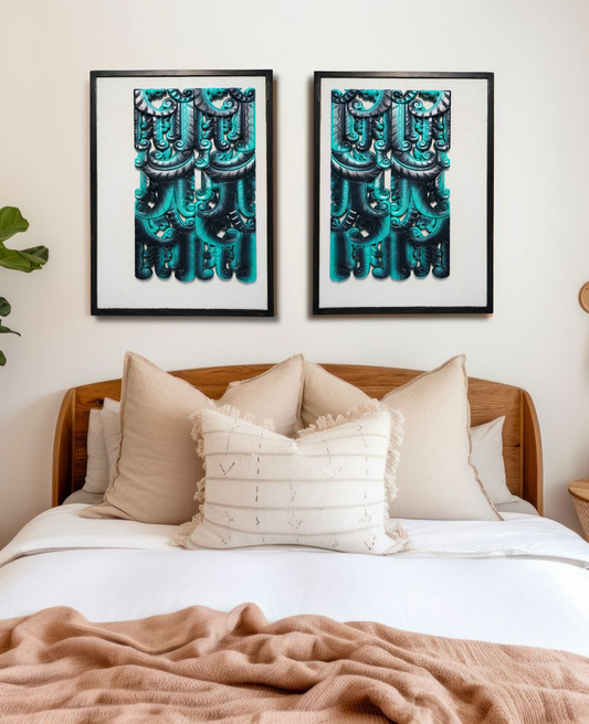 Royal Teal Symphony – 3D Twin Panel Art